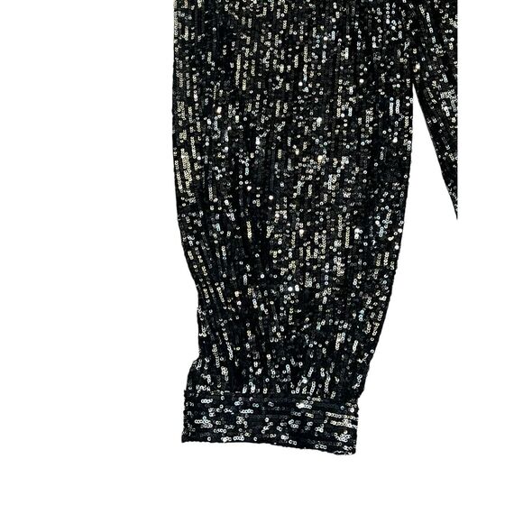 Zara Women's Mid-rise Sequined Dressy Jogger Pants Black Silver XS - Picture 2 of 5